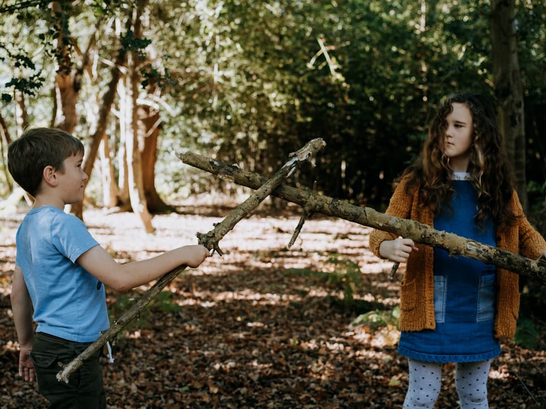 Kids in Stanley Park forest